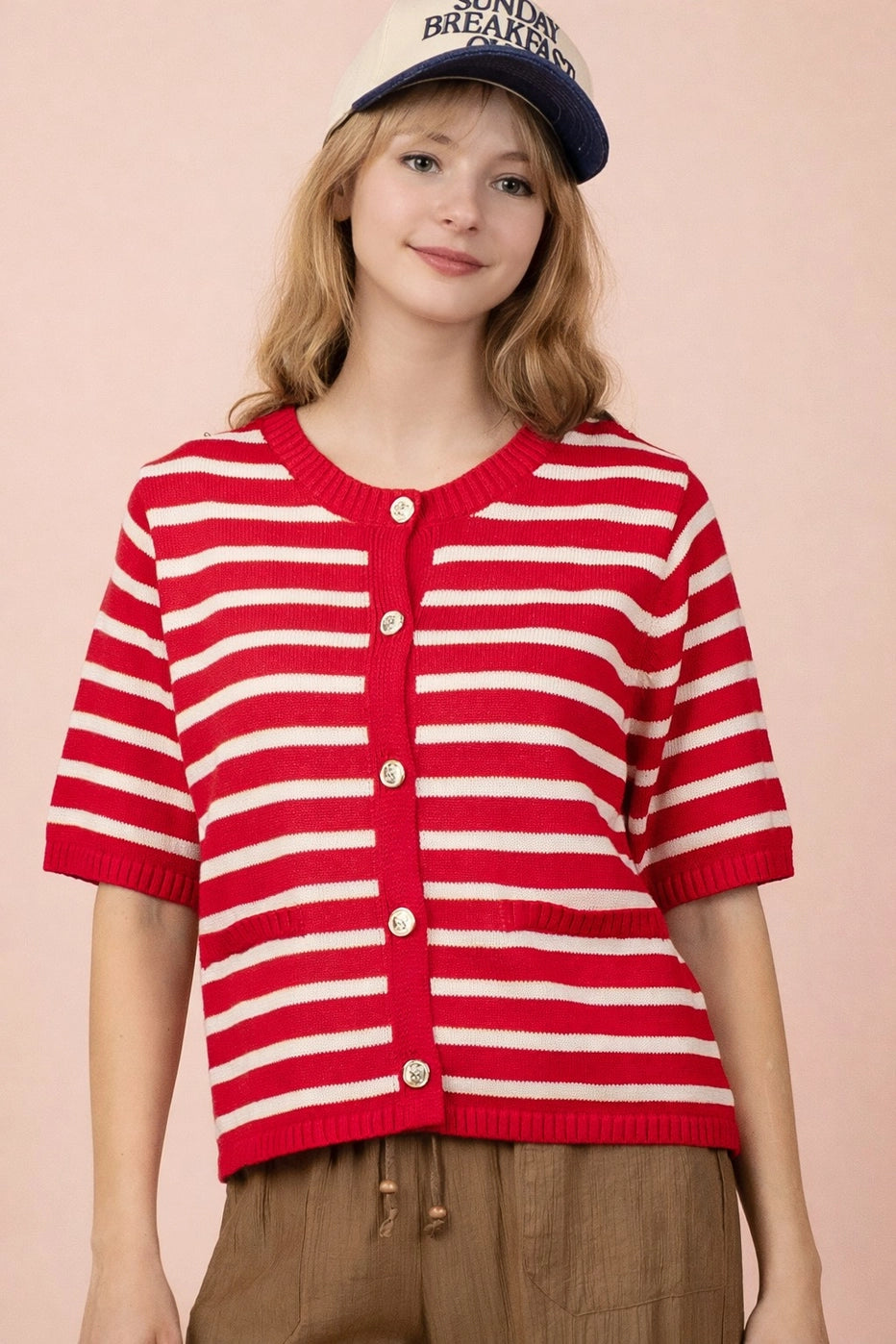Jay Stripe Red Sweater Top