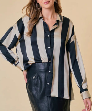 Brooklyn Striped Satin Shirt