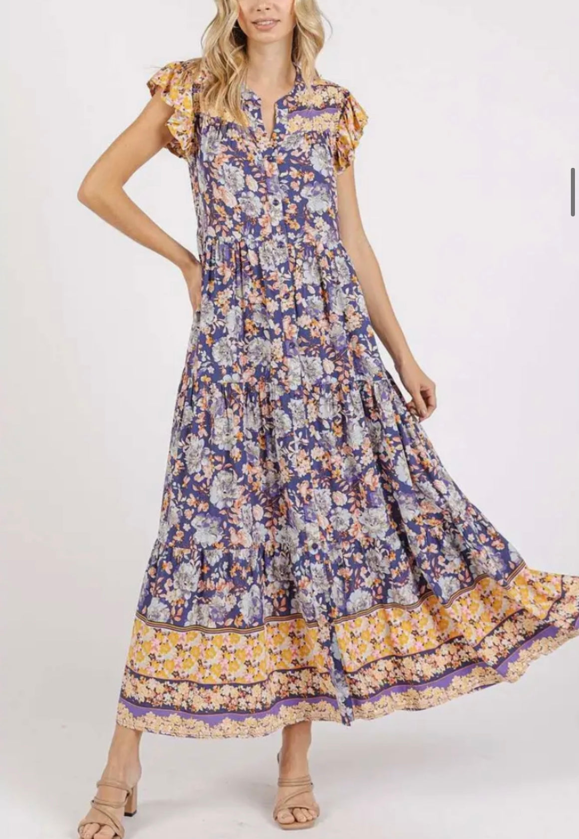 Mabel Flower Boarder Print Dress