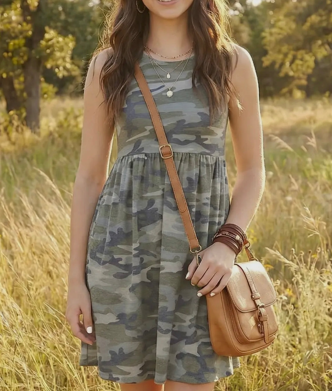 Nellie Camo Razor Back Mini Dress