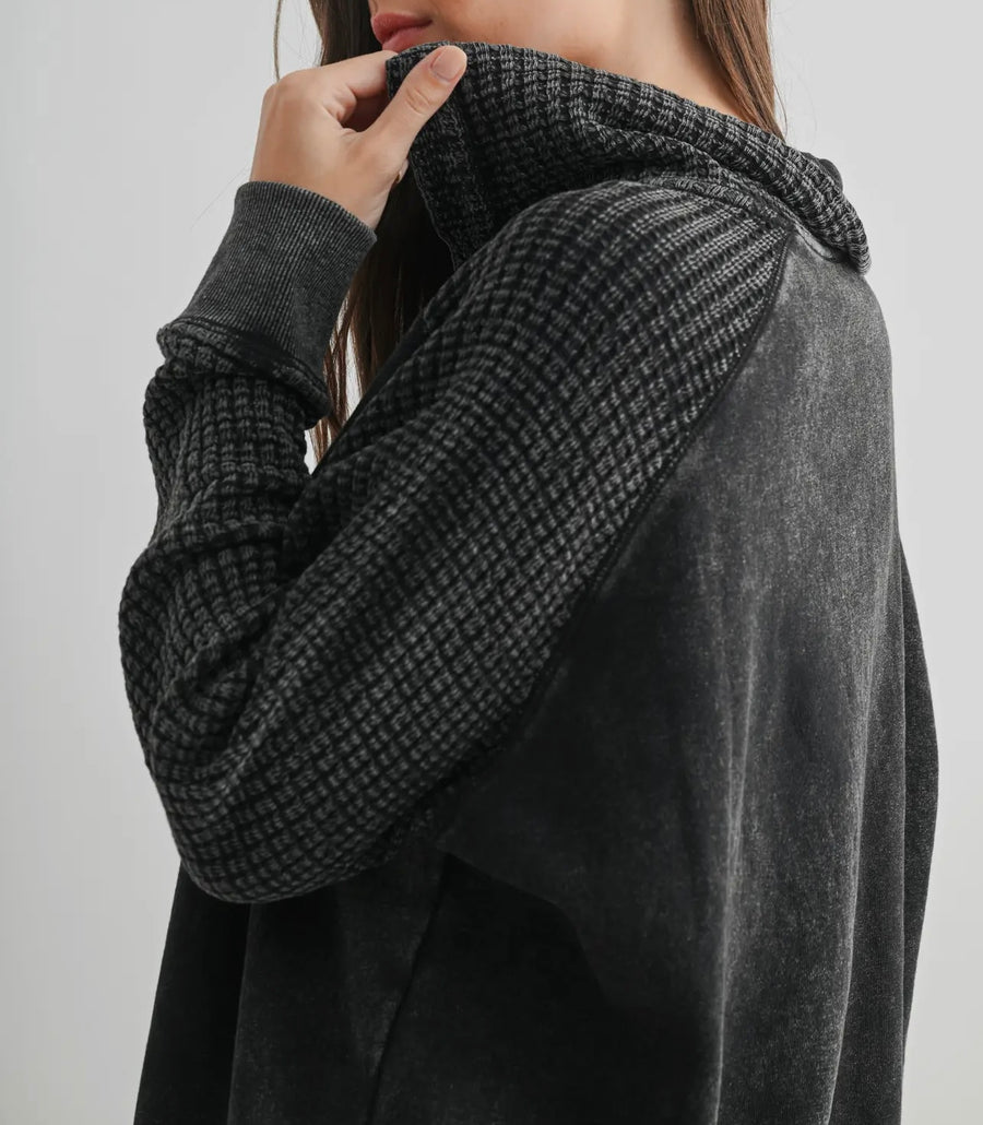 Tenney Waffle Knit Black Henley