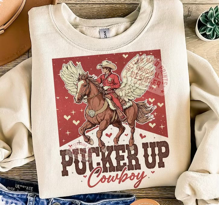 Pucker Up Cowboy Valentine Crewneck