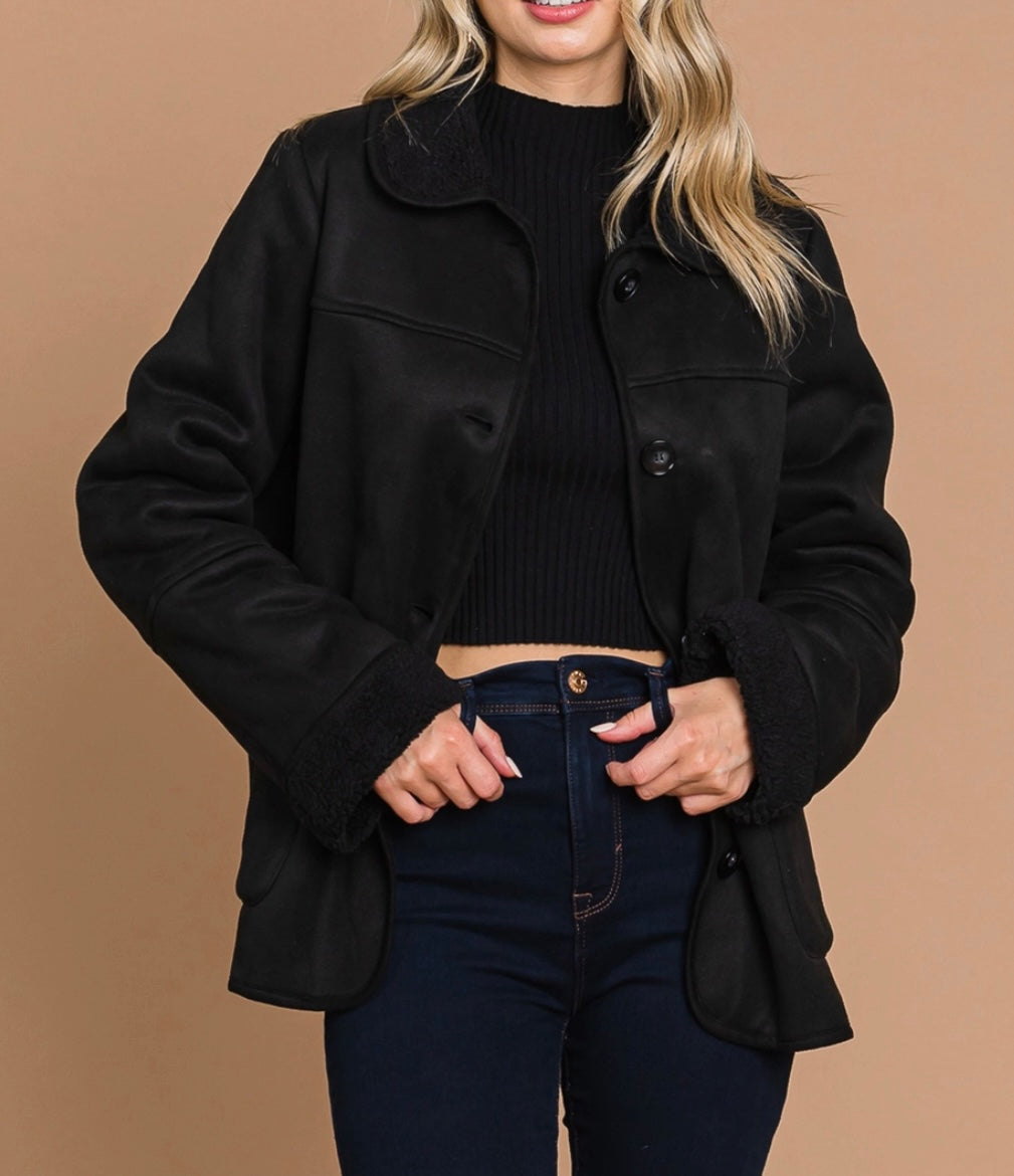 PBF Black Faux Suede Jacket (Extended Size)