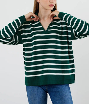 Mercy Green Stripe Lightweight Sweater