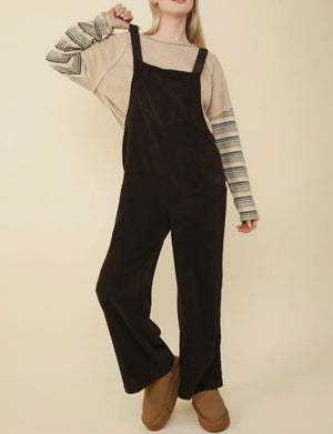 Viv Super Soft Black Corduroy Overalls