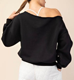 Celia French Terry Off Shoulder Top