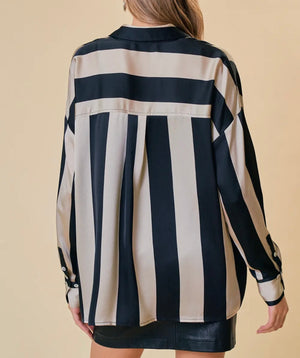 Brooklyn Striped Satin Shirt