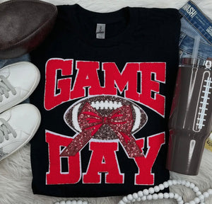 Red Chenille Patch Game Day Graphic Sweatshirt