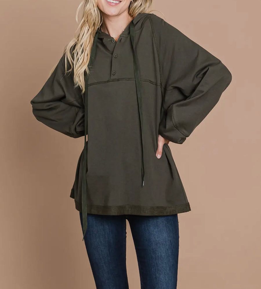 PBF Olive Hooded Top