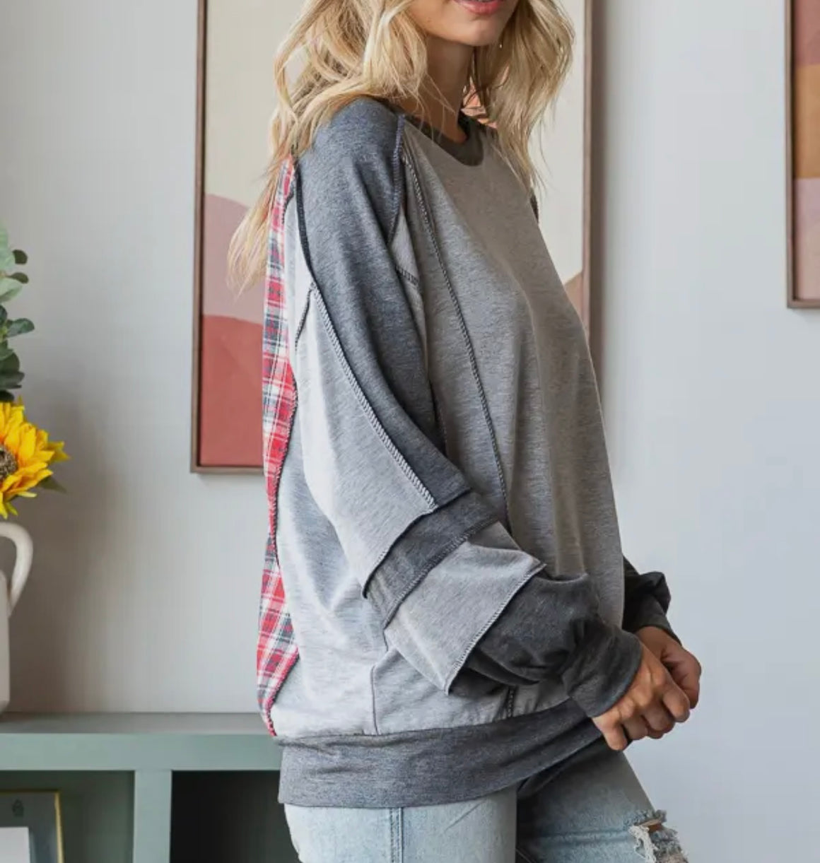 Holiday Cheer Plaid Back Top