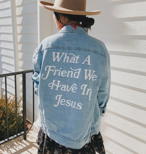 What A Friend We Have In Jesus Denim Jacket Adult