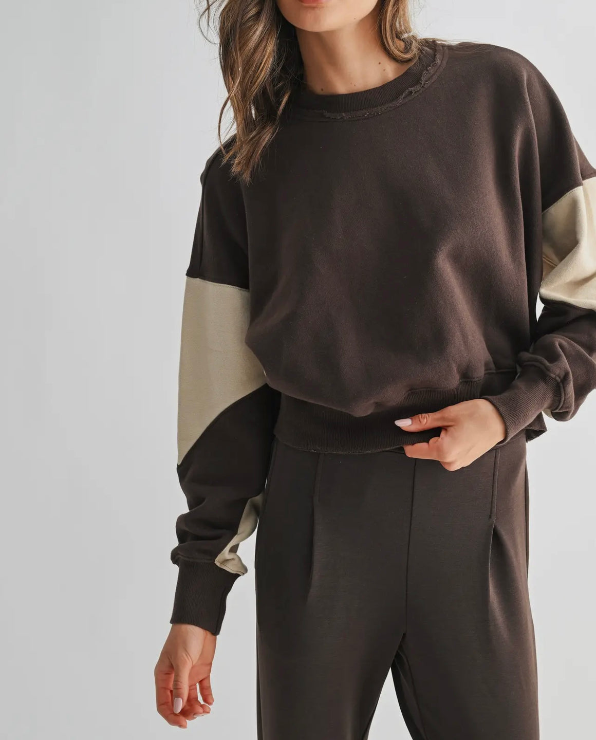Audrey ColorBlock Espresso Pullover