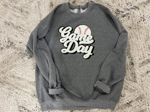 Game Day Baseball Chenille Patch Graphic Sweatshirt