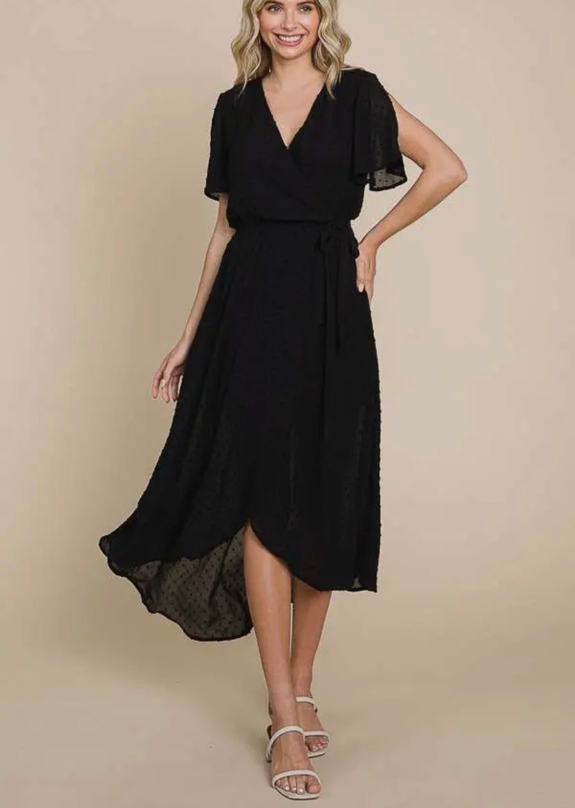 Katelyn Faux Wrap Black Dress