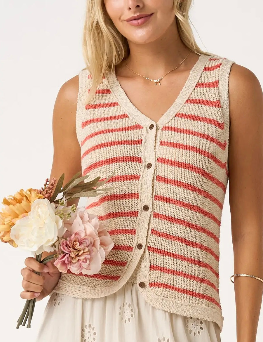 Peyton Striped Vneck Knit Vest
