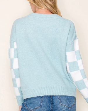 Blue Ivy Checkerboard Sleeve Sweater