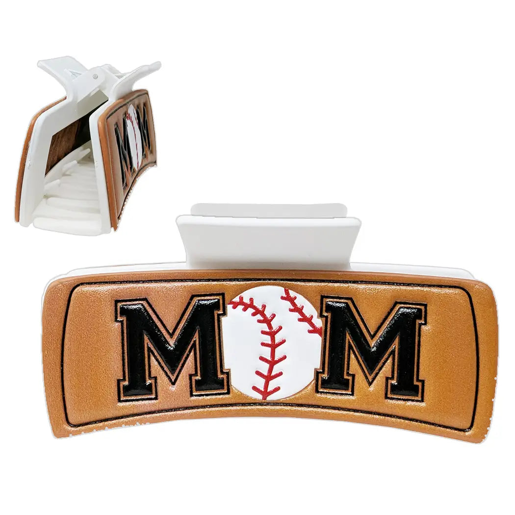 Ball Mom Leather Print Hair Claw (Baseball or Softball)