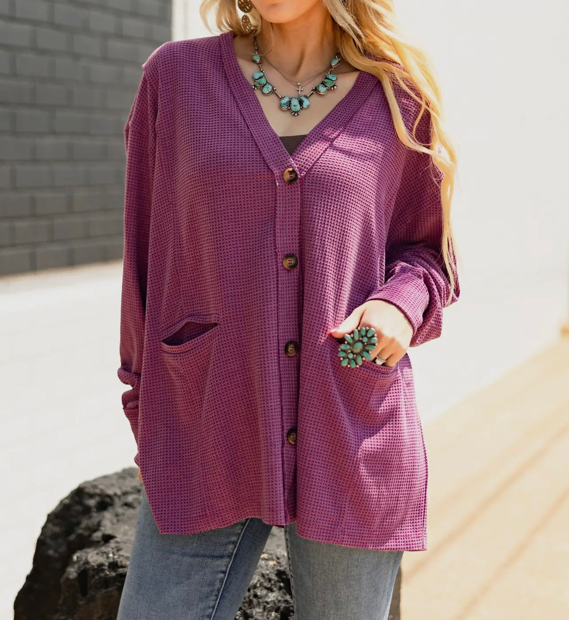 Steph Waffle Cardigan (2 Colors) Standard & Extended