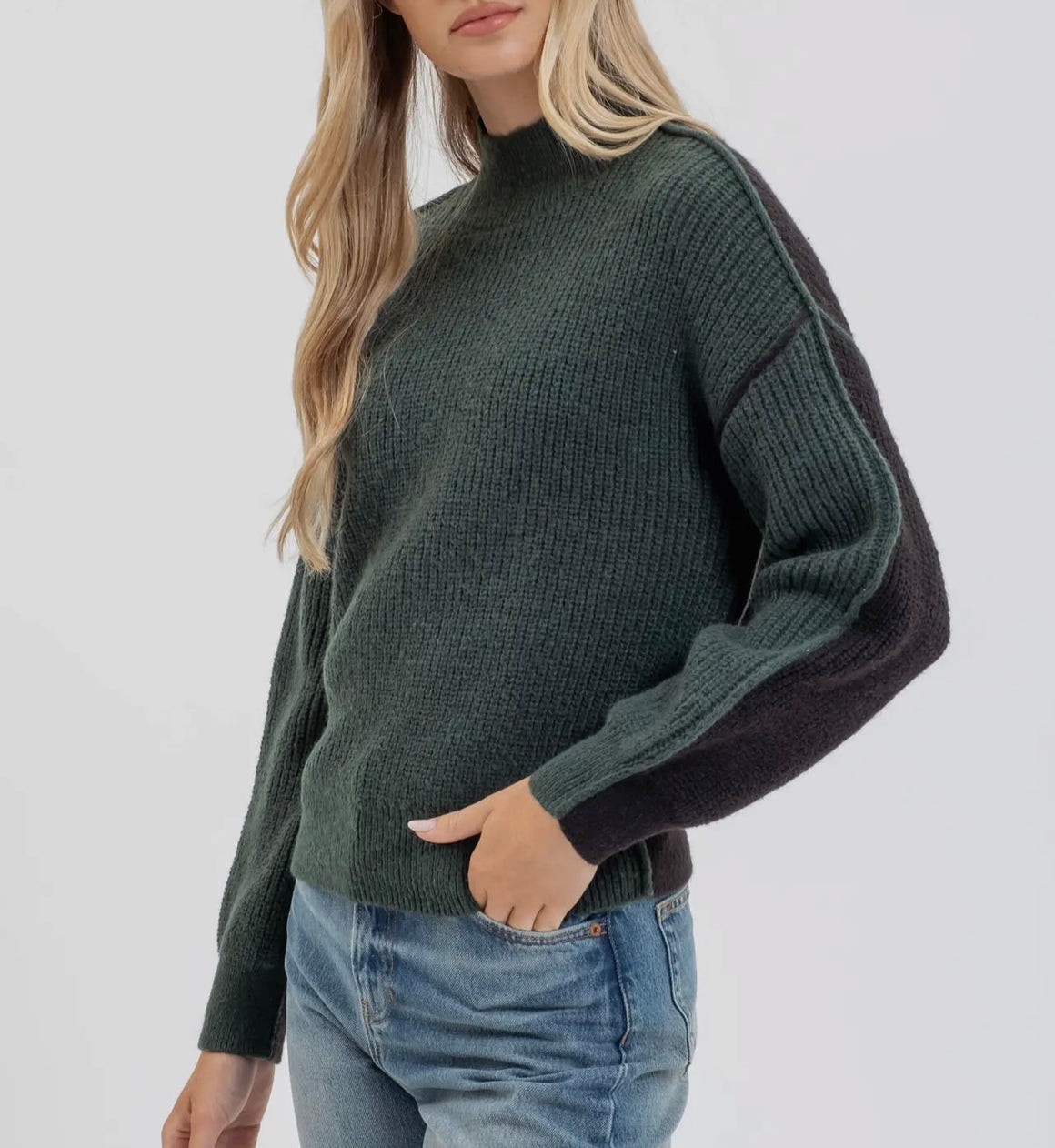 Hale Exposed Seam Green Sweater