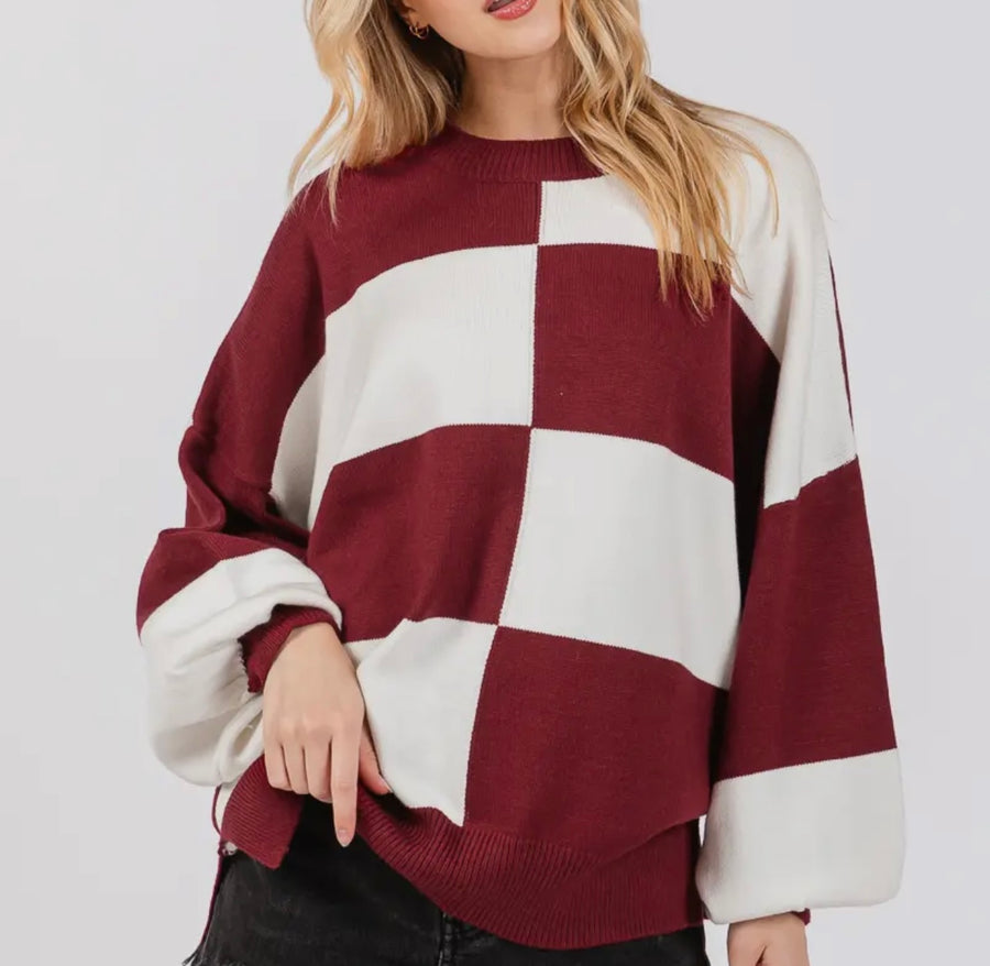 My Team By A Mill Game Day Checkered Sweater (4 Colors)