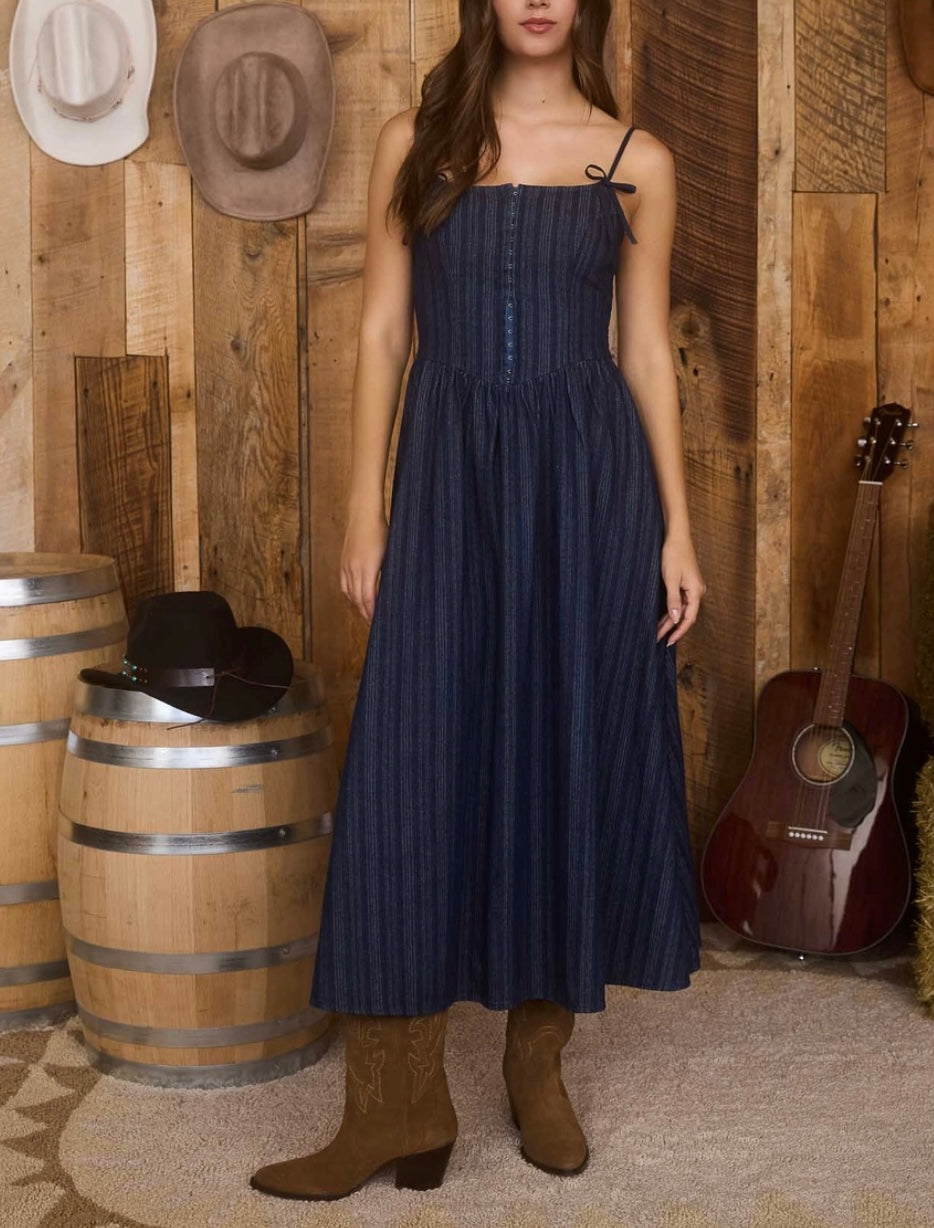 Presley Corset Front Denim Dress