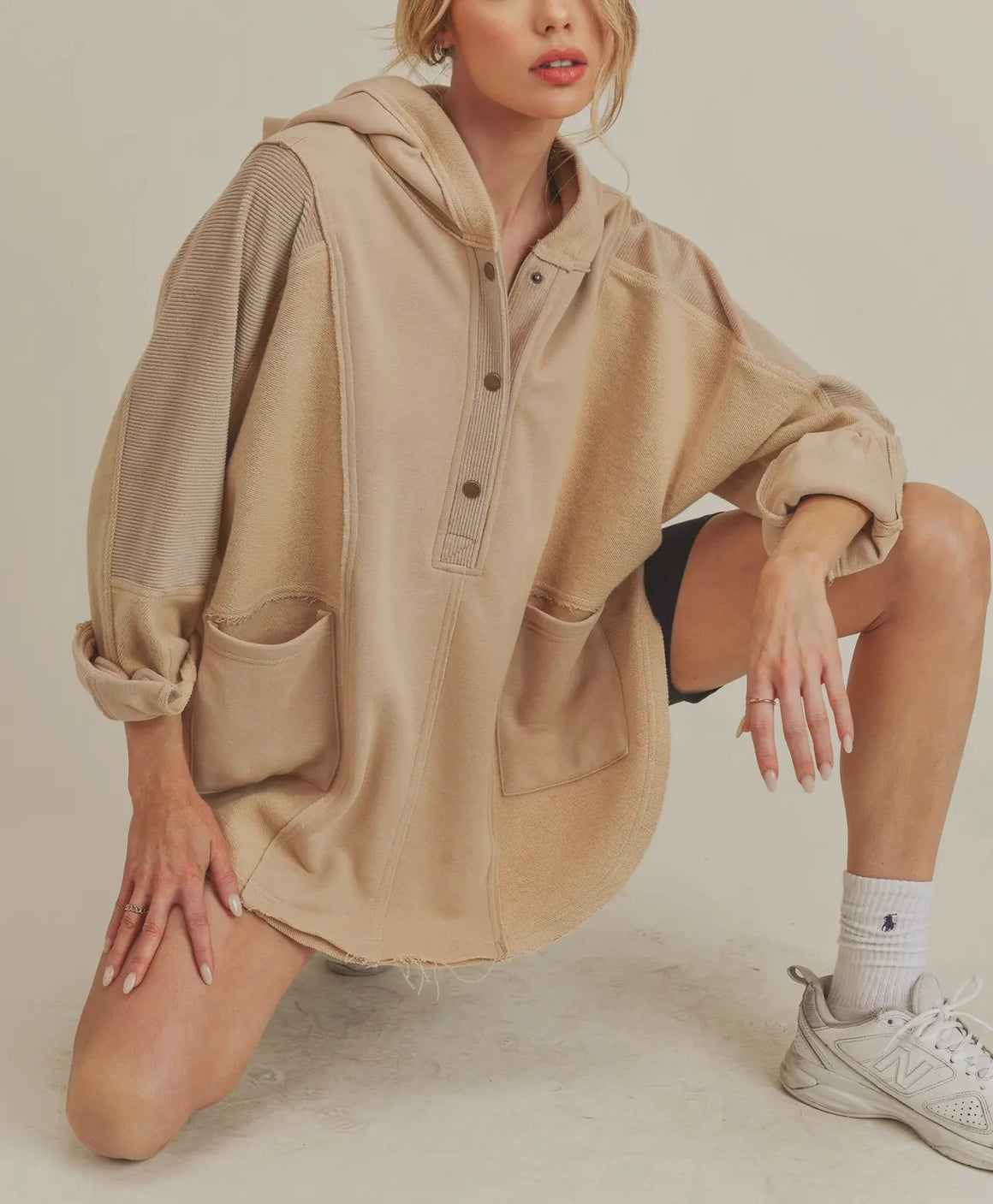 Becca Hooded Henley Pullover