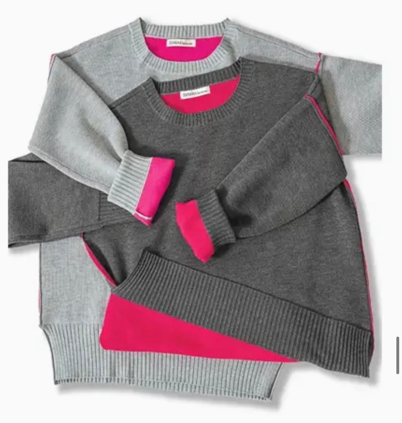 Kaylee Contrast Trim Charcoal & Pink Sweater
