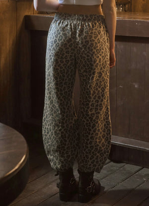 Cass Leopard Drawstring Parachute Pant