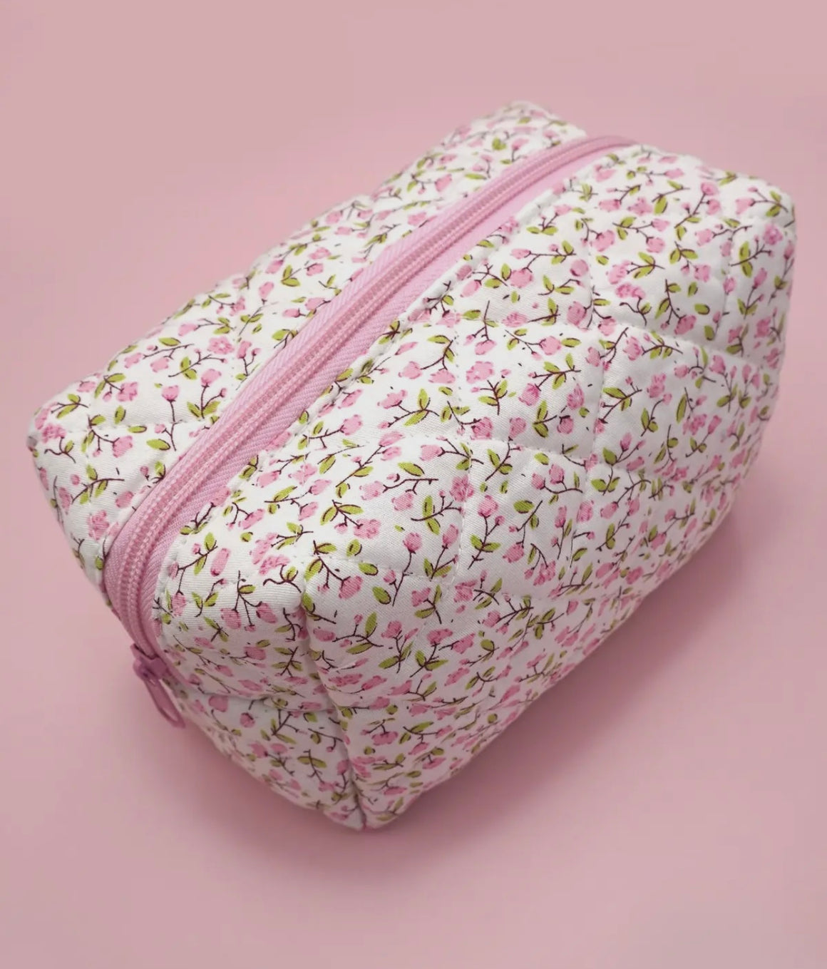 Ditsy Pink Quilted Pouch Bag