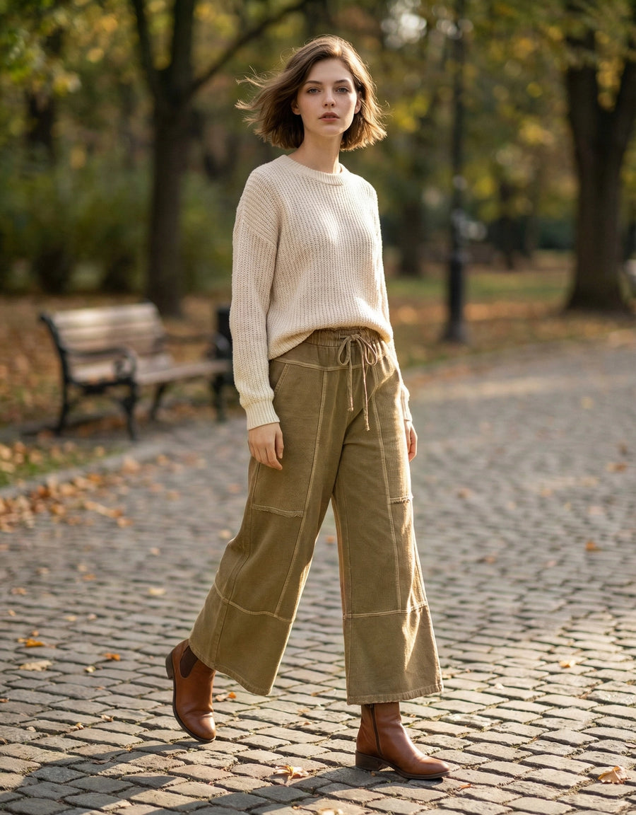 Preorder People French Terry Washed Wide Leg Pant (4 Colors)