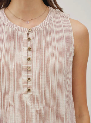Zena Striped Gauze Top