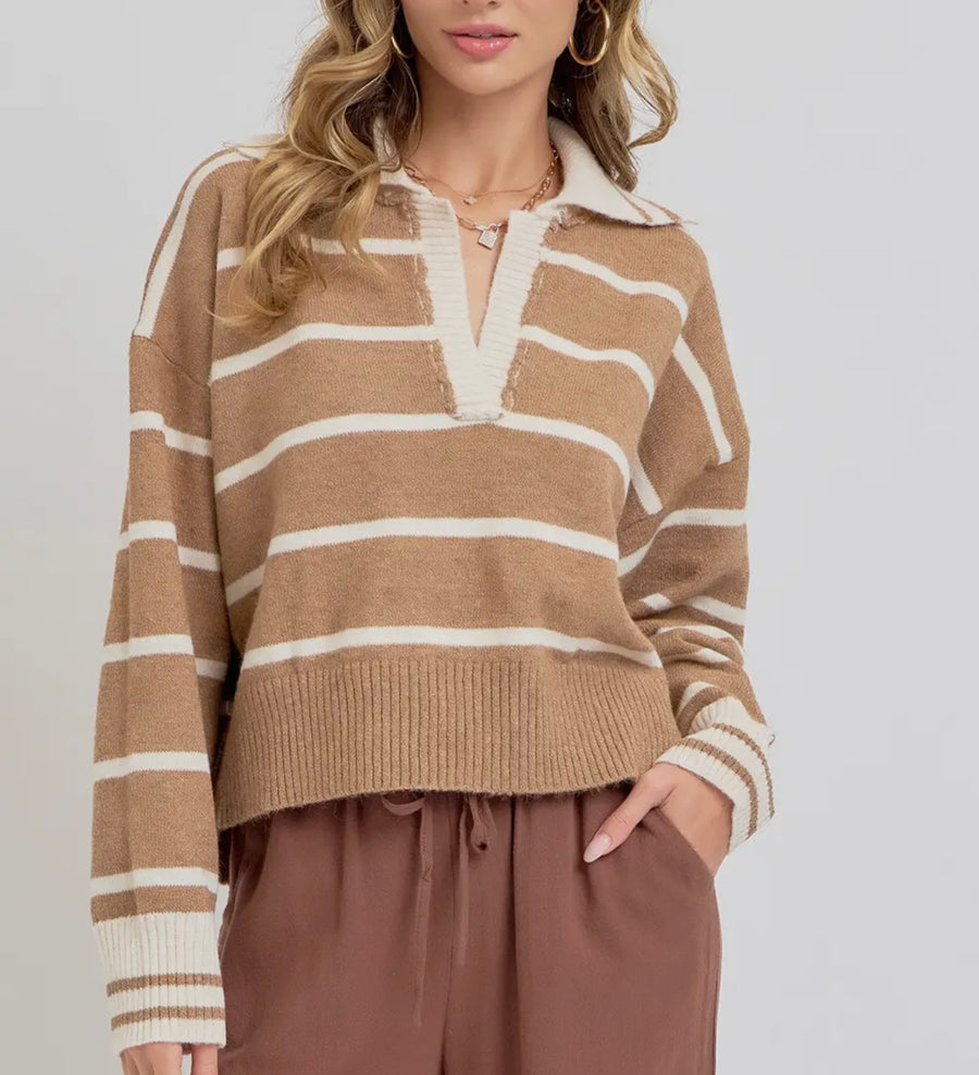 Grier Striped Collar Sweater