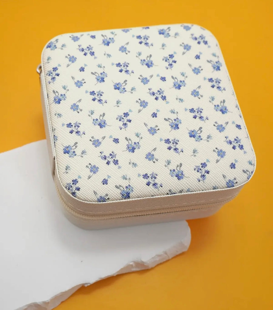 Blue Floral Travel Accessory Box