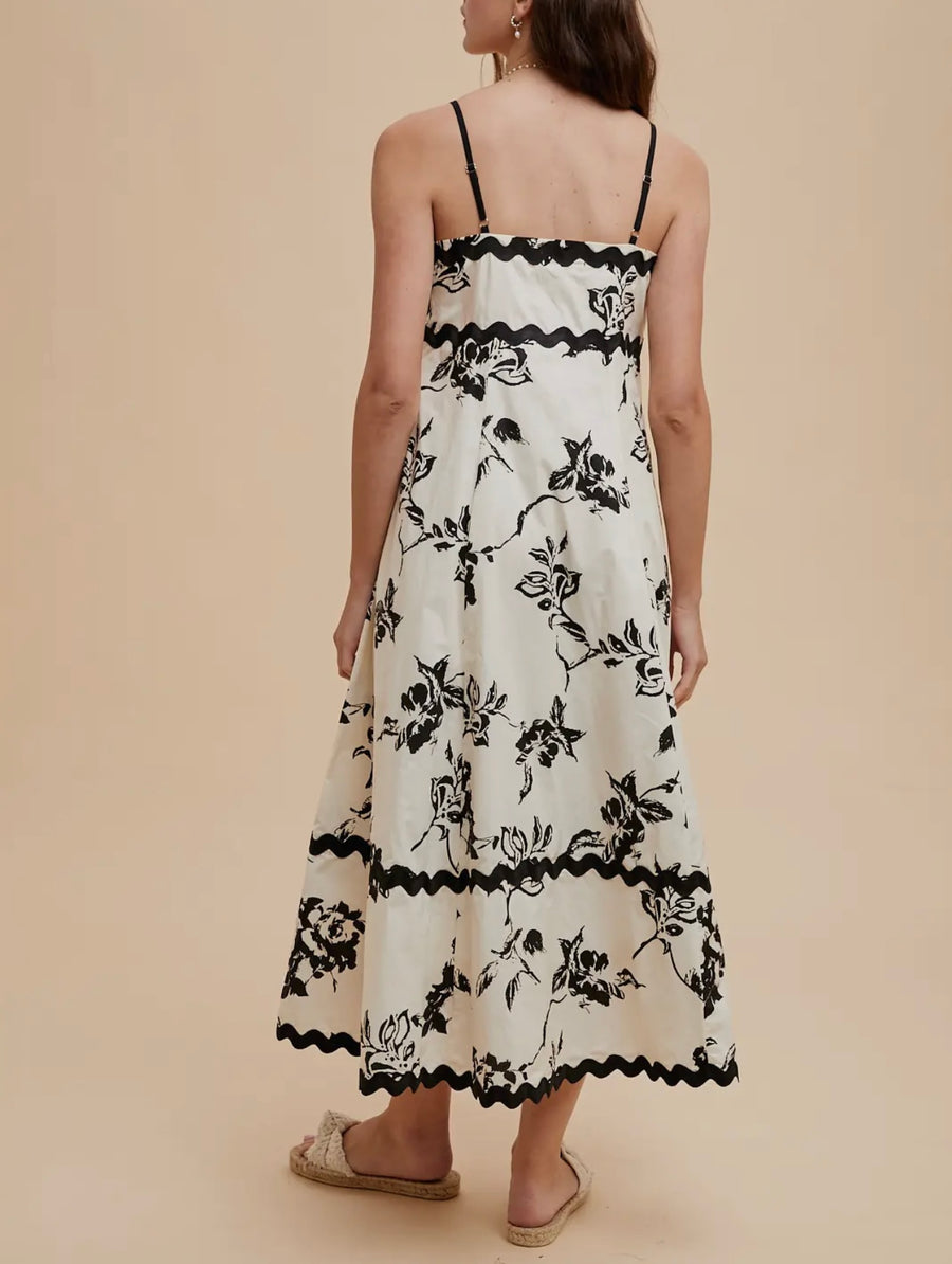 Maleah Floral Black & White Dress