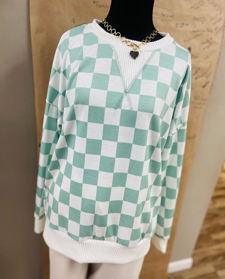 Horizons Checkered Mint Top