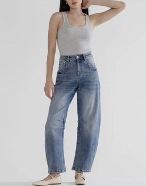 Kara Super High Ankle Barrel Leg Jean