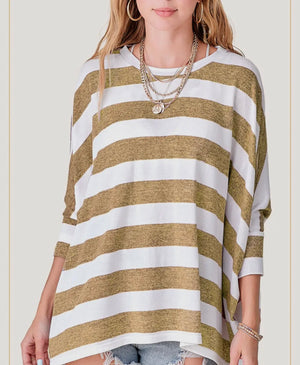Fawn Stripe Dolman Relax Top (2 Colors)