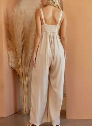 Joyful Tie Front Champagne Jumpsuit