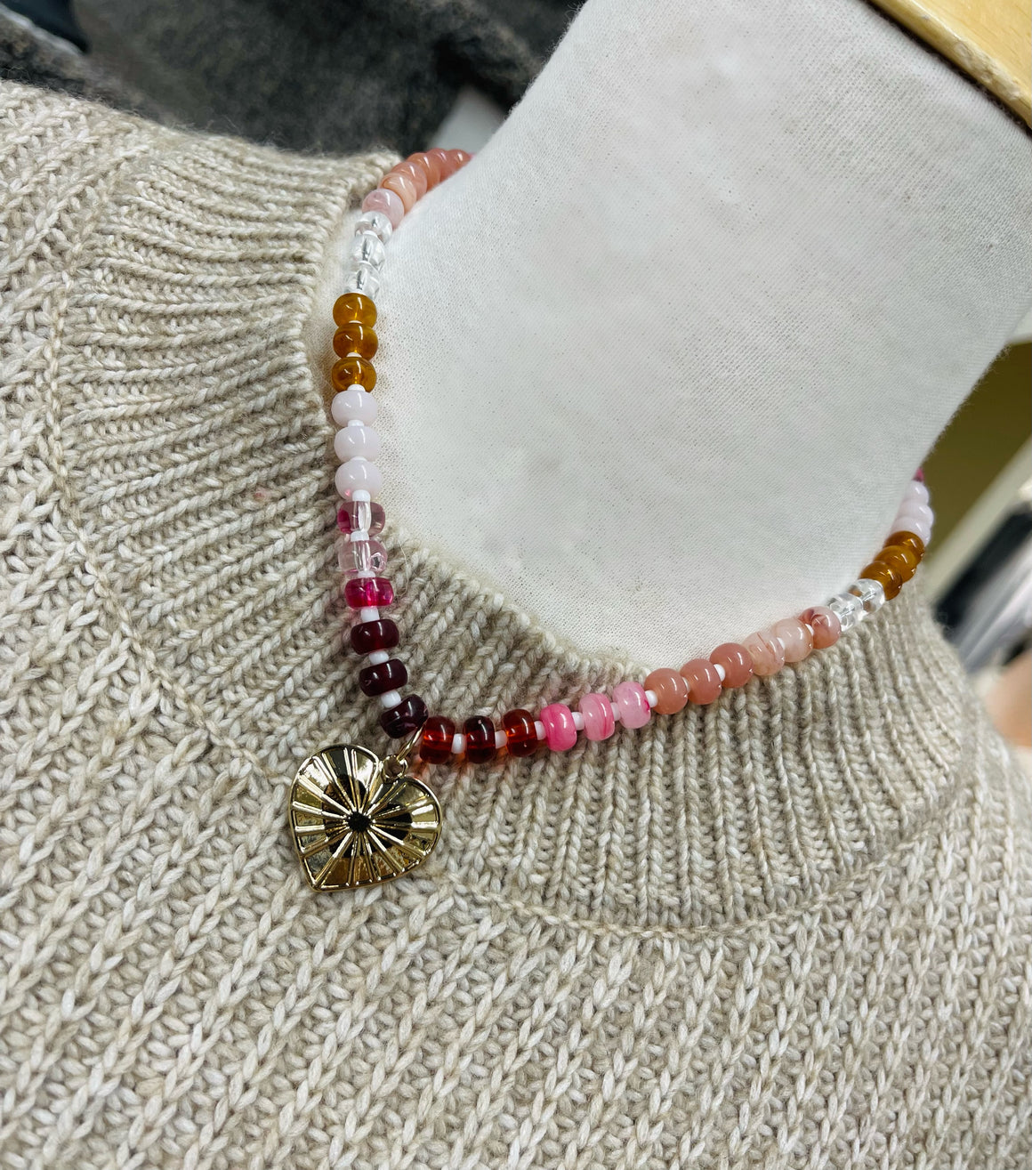Colorpop Heart Beaded Necklace