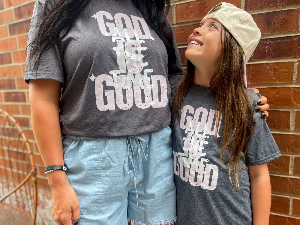 God Is Good All The Time Grey & Pink Graphic Tee Adult & Youth