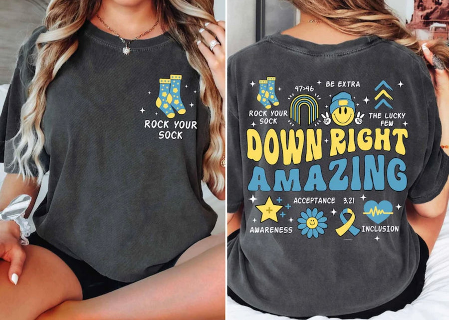 Down Right Amazing World Down Syndrome Day T-Shirt