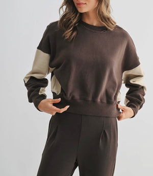 Audrey ColorBlock Espresso Pullover