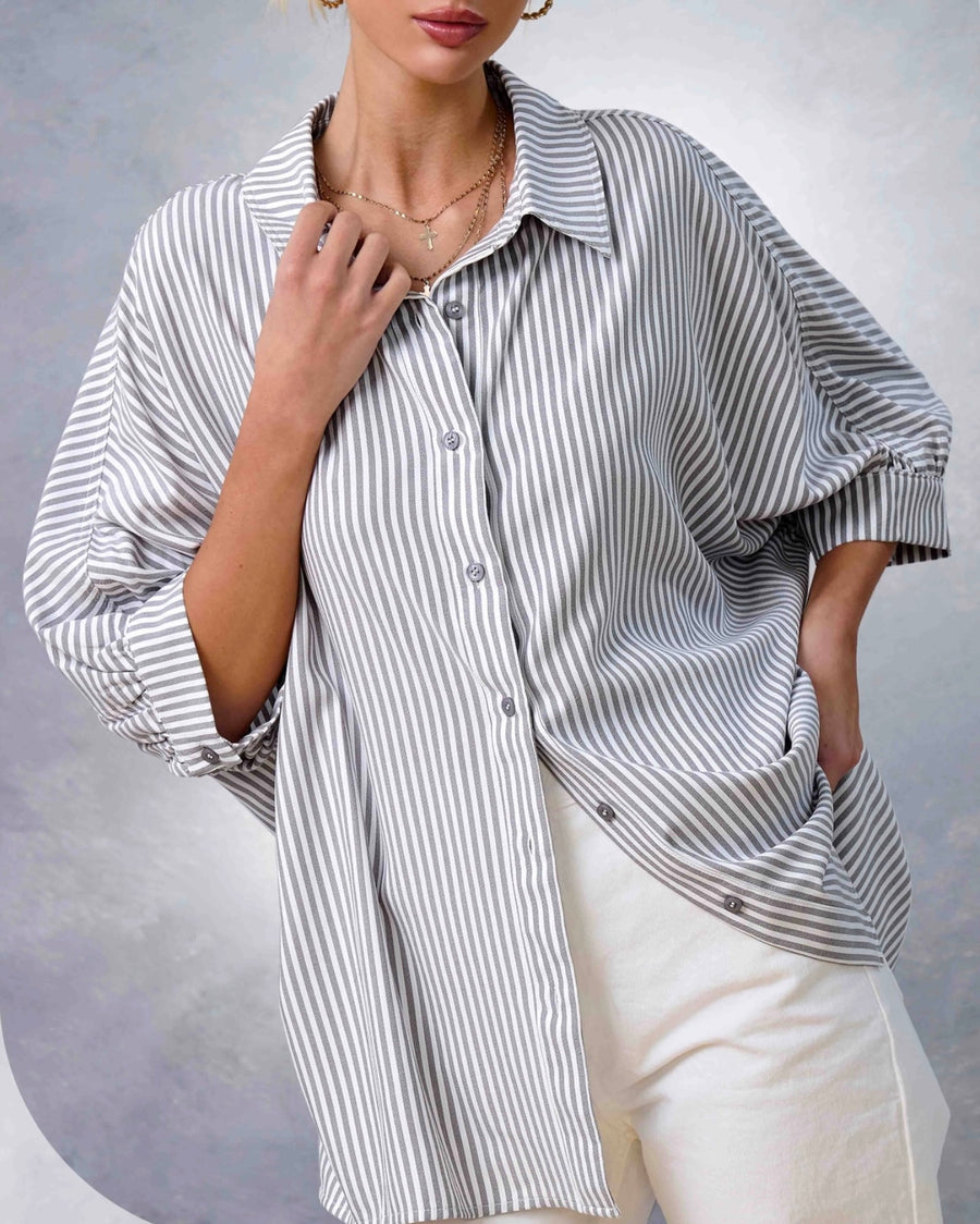 Co Stripped Button Down Top