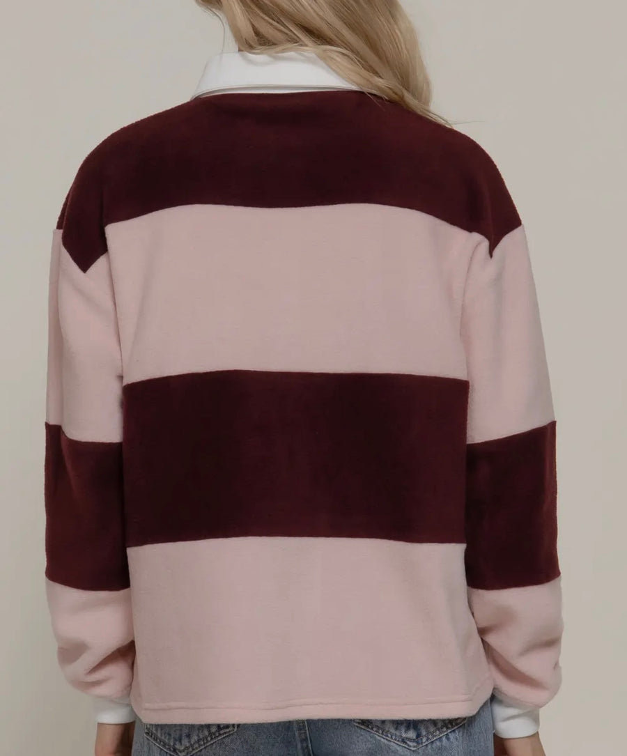 Blake Rugby Stripe Fleece Polo Top
