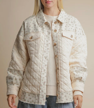 Sweet Floral Printed Contrast Jacket