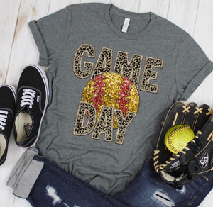 Leopard Game Day Softball Graphic Tee