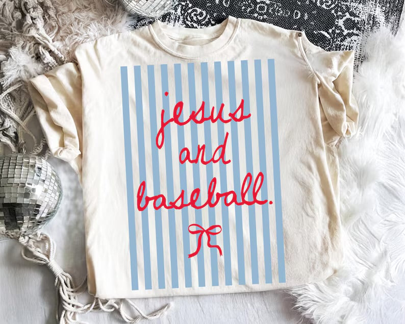 Jesus & Baseball Stripe Tee