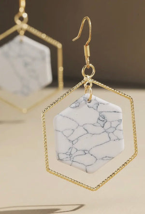 Miranda Hexagon Stone Earrings (2 Colors)