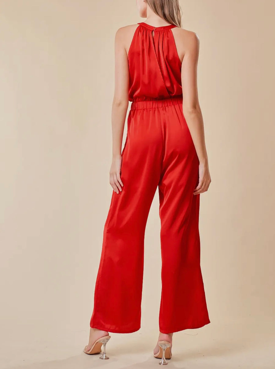 Mel High Neck Red Jumpsuit