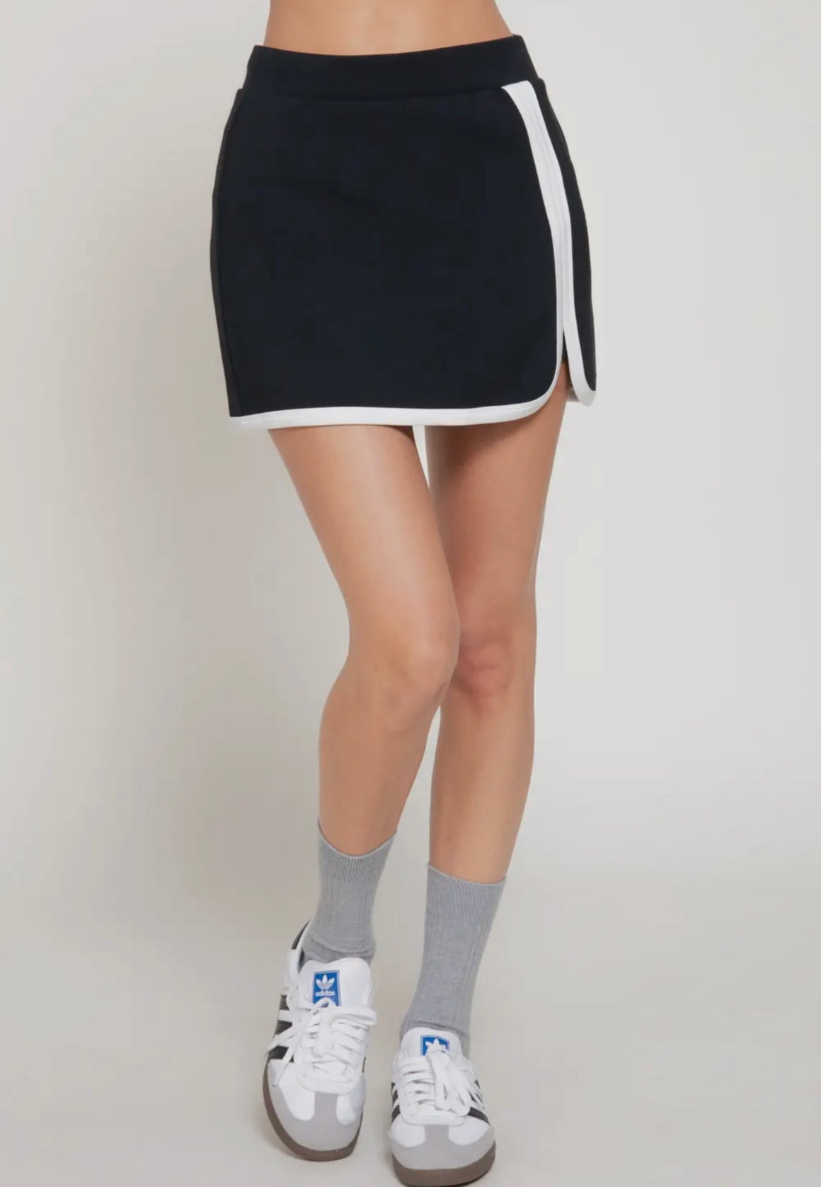 Looked At Scuba Trimmed Black Skort